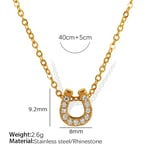 Gold color / 1 Piece Simple Series Simple Geometric Stainless Steel  Gold Color Rhinestone Women's Pendant Necklaces Picture2